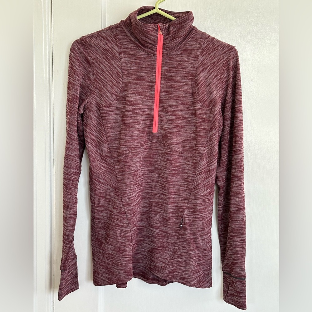 Lululemon Kanto Catch Me 1/2 Zip Heathered Bordeaux Drama 8